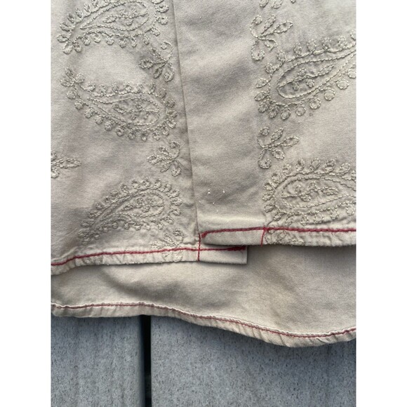 Zara Men’s XL Embroidered Paisley Dress Shirt Beige Cotton Contrast Cuff Turkey - Picture 16 of 16